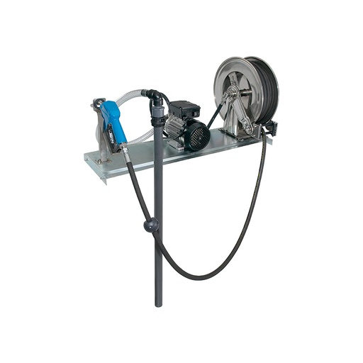 [6743] Elektrinė AdBlue®/DEF perpylimo sistema su 230 V AC siurbliu (15 l/min), žarna, žarnos rite, 15 m žarna, automatinio sustabdymo pistoletu, kamščio adapteriu ir metaliniu laikikliu IBC konteineriui, Flexbimec (6743, FLEXBIMEC)