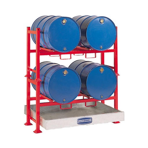 [8569] Metalinis statinių stovas horizontaliam saugojimui iki 3 statinių po 208 l - tinkamas grindims, FLEXBIMEC (8569)