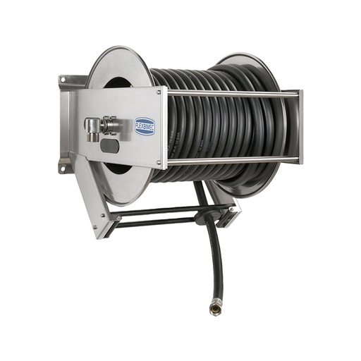[9536/EX +289425] Spring driven stainless steel hose reel, Ø 1 in., with 25 m hose for petrol, heavy duty series, ATEX 2014/34/EU certified (class II category 2) (9536/EX +289425, FLEXBIMEC)