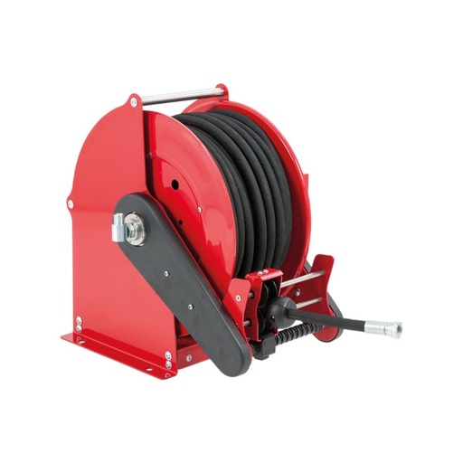 [SFID42131] Painted steel hydraulic motor-driven hose reel SIRIO series for max 8 mt Ø1" hoses - disc 434 mm - spool 130 mm - drum 250 mm - optional control panel - with hose guide (w/o hose), FLEXBIMEC (SFID42131)