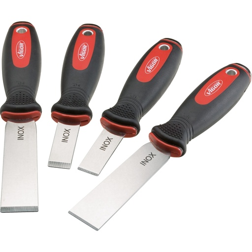[V1283] Scraper set - stainless steel - 4 pieces (V1283, VIGOR)