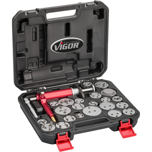 [V1711N] Brake piston readjusting tool set, pneumatic, 23 pieces (V1711N, VIGOR)