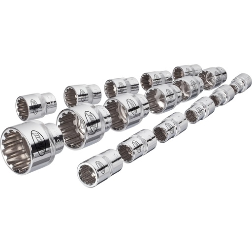 [V1898] Socket with multi-purpose profile, set ∙ size 10 – 32 mm ∙ 17 pieces (V1898, VIGOR)