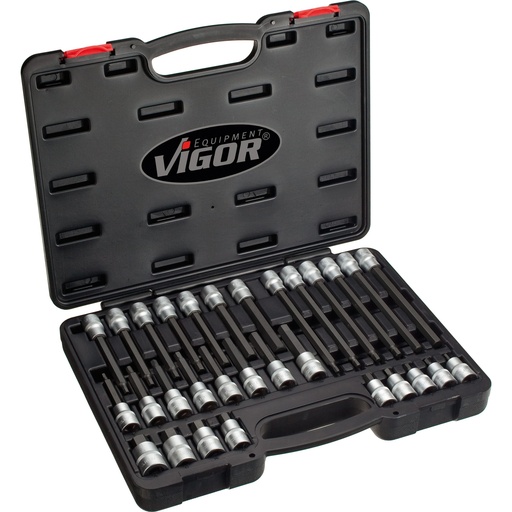 [V1919] Screwdriver socket set for inside hexagon screws - size 5-19 mm - 30 pieces (V1919, VIGOR)