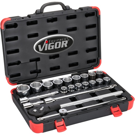 [V2318N] Socket set ∙ size 19 – 50 mm ∙ 21 pieces (V2318N, VIGOR)
