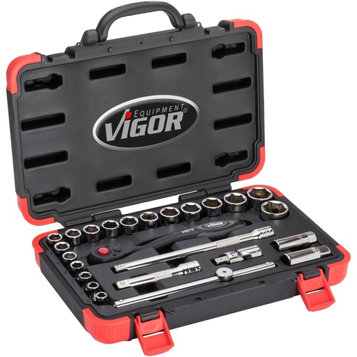 [V2460N] Socket set ∙ size 10 – 32 mm ∙ 25 pieces (V2460N, VIGOR)