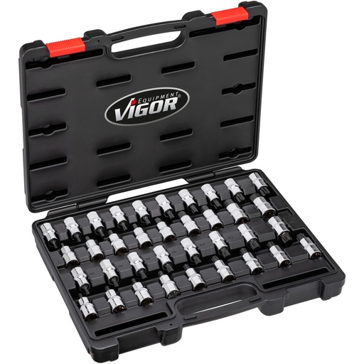 [V2496] Screwdriver socket set - size 5-19 mm - M5-M16 - T20-T70 - 36 pieces (V2496, VIGOR)