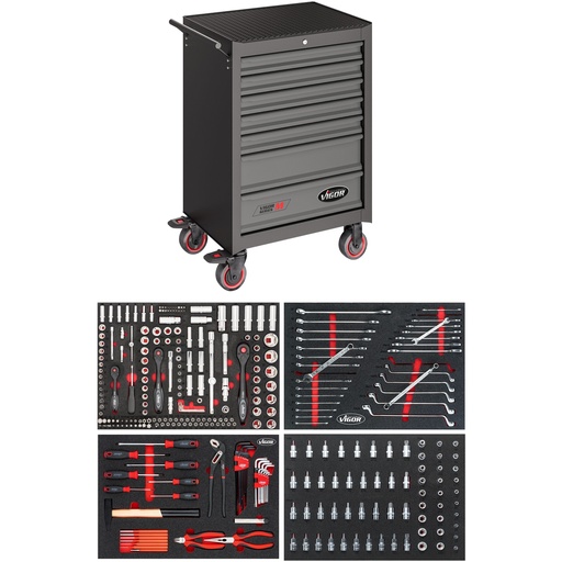 [V2712N] Tool trolley Series M with assortment, 228 pieces (V2712N, VIGOR)