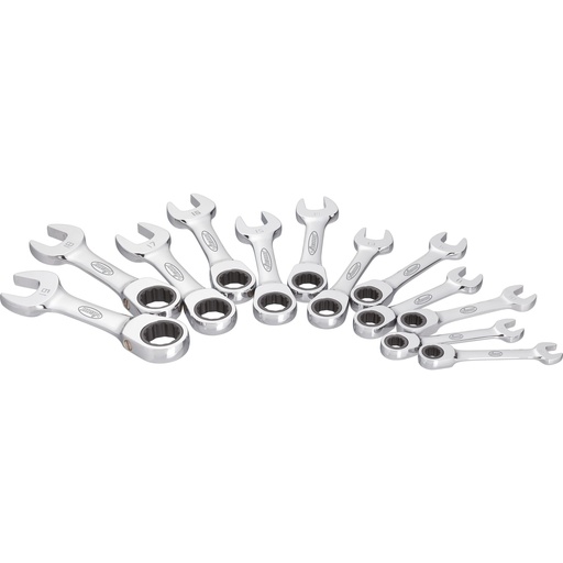 [V2821] Ratcheting combination wrench set, short, size 8 - 19 mm, 12 pieces (V2821, VIGOR)