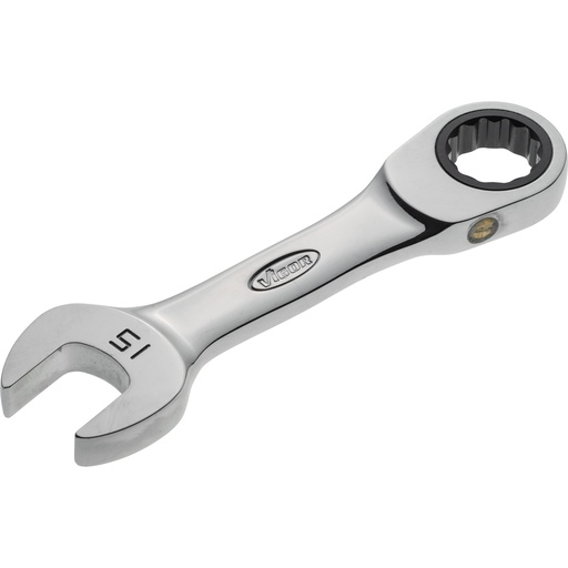 [V2829] Ratcheting combination wrench, short, size 15 mm (V2829, VIGOR)