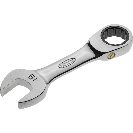 [V2833] Ratcheting combination wrench, short, size 19 mm (V2833, VIGOR)
