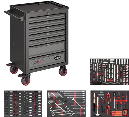 [V5055] Tool trolley Series L, with assortment, 317 pieces (V5055, VIGOR)