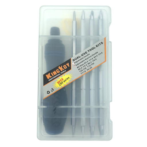 [KR696G] ⬡ Screwdriver with interchangeable bits (9pcs) (KR696G, KINGROY)