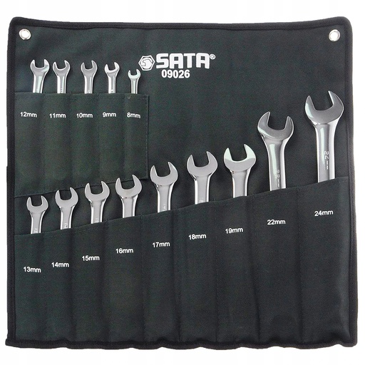 [S09026] ⬡ Combination wrench set 14pcs. (8-24) (S09026, SATA)