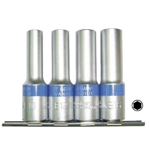 [KR30178A] ⬡ 1/2" Dr. Deep socket set 4pcs. 6pt (KR30178A, KINGROY)