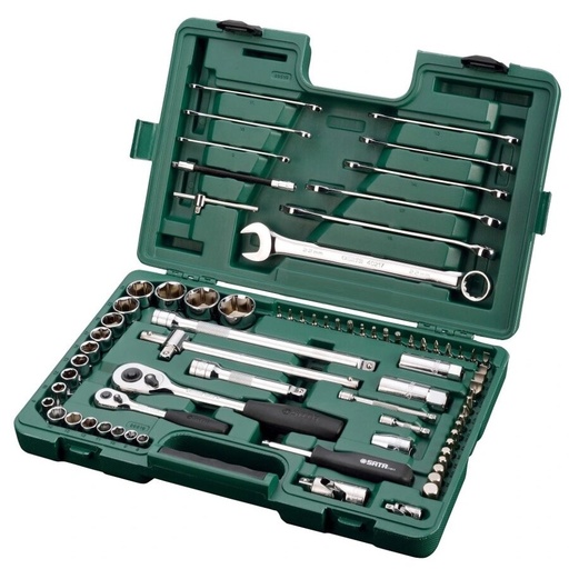 [S09519] ⬡ 1/4" + 1/2" Dr. Socket wrench set 76pcs. (S09519, SATA)