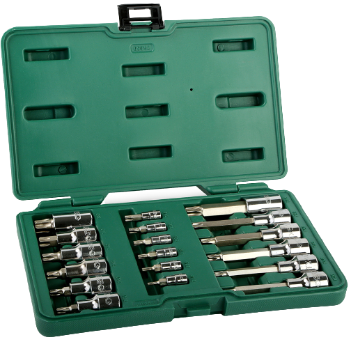 [S09052] ⬡ 1/4" + 1/2" Dr. Bit socket set (TORX) 18pcs. (S09052, SATA)