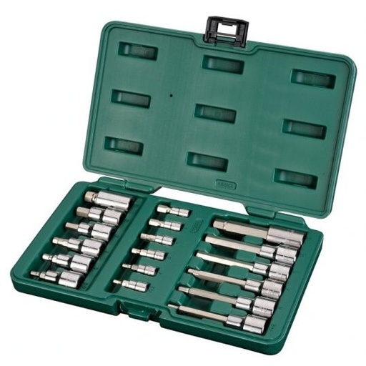 [S09053] ⬡ 1/4" + 1/2" Dr. Bit socket set (HEX) 18pcs. (S09053, SATA)