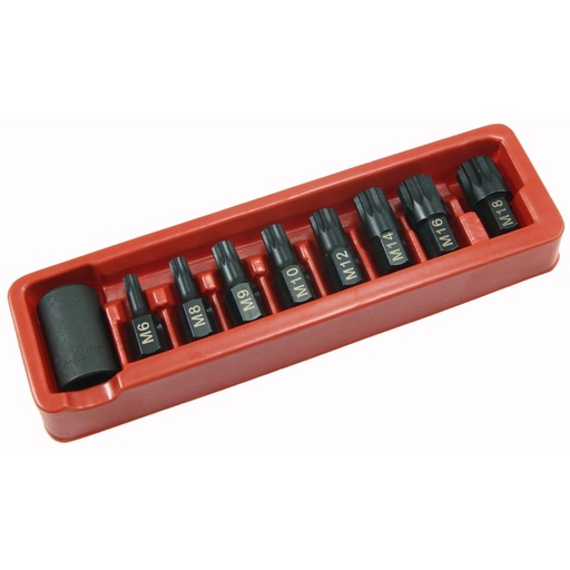 [SB2122] ⬡ Trieciena galvu ar uzgaļiem komplekts 1/2″ (SPLINE) 9 gab. (SB2122, ELLIENT TOOLS)