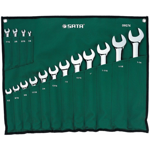 [S09074] ⬡ Combination wrench set 16 pcs (1/4-1-1/4 in.) (S09074, SATA)