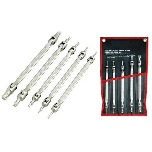 [SW5052] ⬡ Double flexi-head TORX wrench set 5pcs (SW5052, ELLIENT TOOLS)