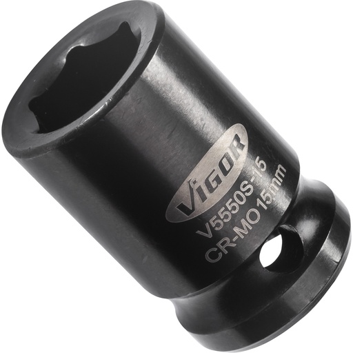 [V5550S-15] Trieciena muciņa 1/2 collas, 15 mm, īsā (V5550S-15, VIGOR)
