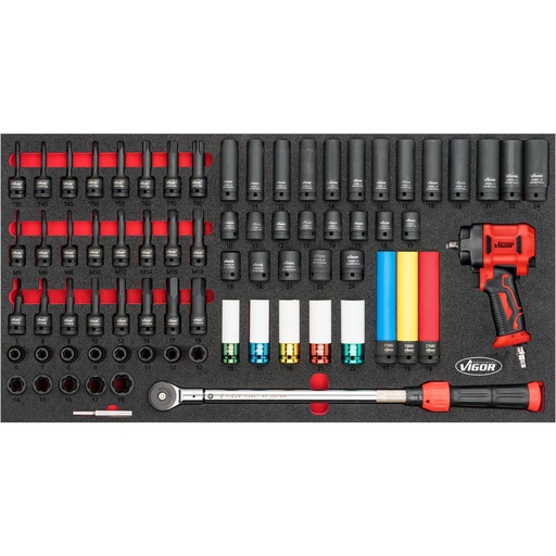 [V6015] Impact socket set with impact wrench, for XL series (V6015, VIGOR)