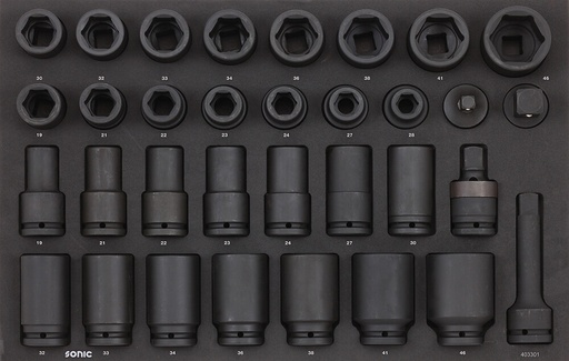 [403301] Impact socket set for tool trolleys, 33 pcs (403301, SONIC)