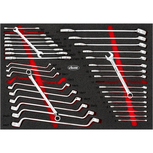 [V6643N] Wrench set: double open-end, double box-end and combination (V6643N, VIGOR)