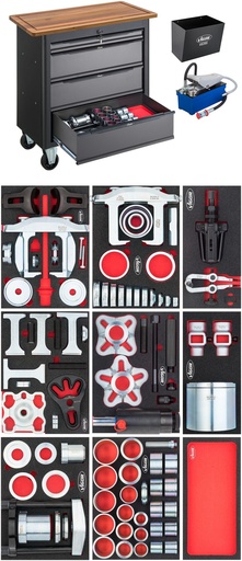 [V7026-2] Mobile workbench XL series with specialty tool assortment, 121 pcs (V7026-2, VIGOR)