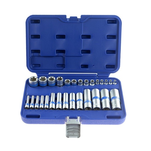 [KR028MDA] ⬡ 1/4" + 3/8" + 1/2" Dr. E - Socket set 28pcs. (KR028MDA, KINGROY)