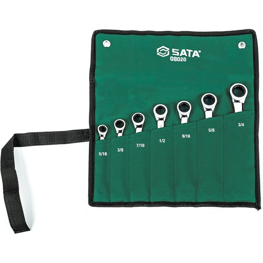 [S08020] ⬡ Combination gear wrenches set 7pcs. (5/16"-3/4") (S08020, SATA)