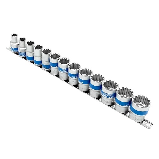 [KR30187013S] ⬡ 1/2" Dr. Socket set 13pcs. SPLINE (KR30187013S, KINGROY)