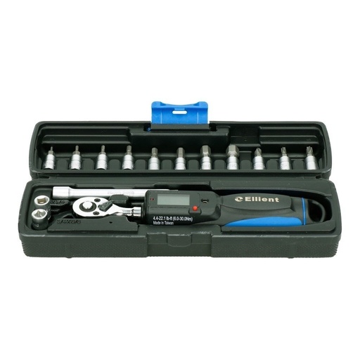 [SW3054] ⬡ 1/4" Dinamometrinis raktas 6-30Nm skaitmeninis su antgalių rink. (SW3054, ELLIENT TOOLS)