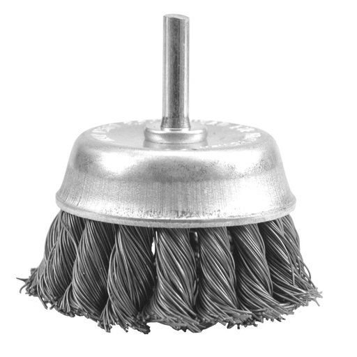 [YL210065] ⬡ Twisted knot wire cup brush with shaft, 65mm (YL210065)