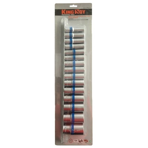 [KR3176315] ⬡ Ilgų galvučių rinkinys 1/2" 15 vnt. 12-briaunės (KR3176315, KINGROY)