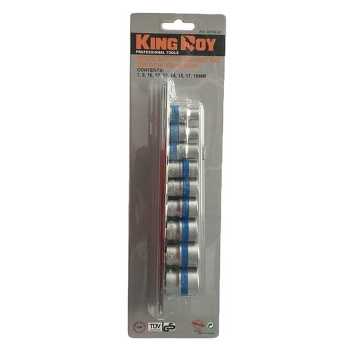 [KR3018909] ⬡ 3/8" Dr. Socket set 9pcs (KR3018909, KINGROY)