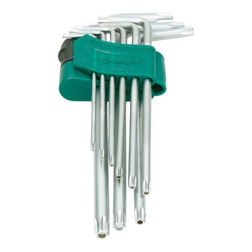 [CL402003] ⬡ L-type hex key TORX extra long set 9pcs. (T10-T50) with hole (CL402003, CHANGLU TOOLS)