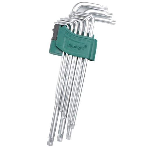 [CL402002] ⬡ L-type hex key TORX long set 9pcs. (T10-T50)  with hole (CL402002, CHANGLU TOOLS)