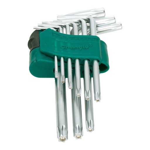[CL402001] ⬡ L-type hex key TORX short set 9pcs. (T10-T50) with hole (CL402001, CHANGLU TOOLS)