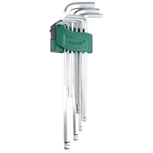 [CL401903] ⬡ L-type hex key extra long, ball point set 9pcs. (CL401903, CHANGLU TOOLS)