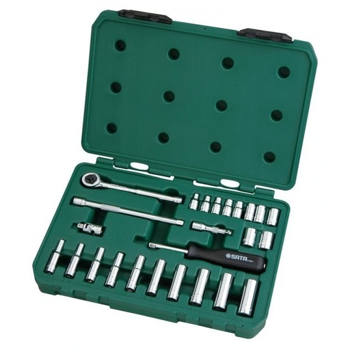 [S09098] ⬡ 1/4" Dr. Socket set 25pcs (5/32'-1/2') (S.A.E.) (S09098, SATA)