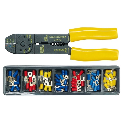 [45050] ⬡ Wire stripper and crimping pliers with terminal connector set 100pcs (45050)