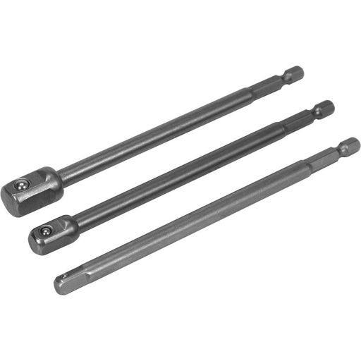 [YT04628] ⬡ 1/4" + 3/8" + 1/2" Dr. Drill socket long adapter set 3pcs. (YT04628, YATO)