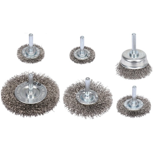 [YT47593] ⬡ Wire brush with shank set 6pcs INOX (YT47593, YATO)
