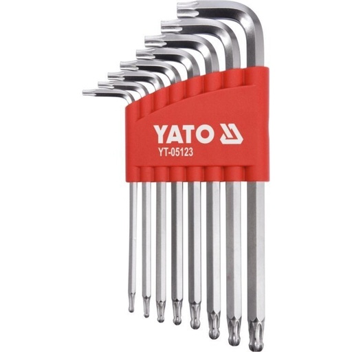 [YT05123] ⬡ Šešiabriaunių raktų su rutuliniu antgaliu TORX rinkinys 8 vnt. (T9-T40) (YT05123, YATO)