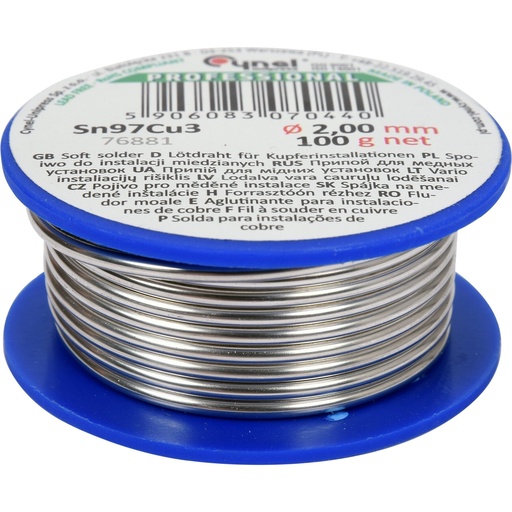 [76881] ⬡ Soft solder wire for copper 2.0 mm (Sn97Cu3) 100 g (76881)