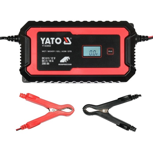[YT83002] ⬡ Electronic battery charger 6/12 V, 2/10 A, up to 200 Ah (YT83002, YATO)