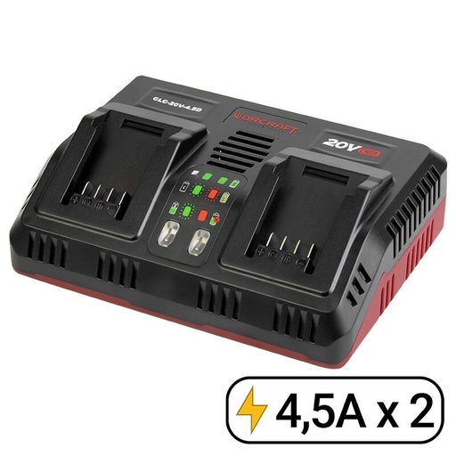 [CLC20V45DT] ⬡ Li-ion Double Charger for WORCRAFT 20V battery (CLC20V45DT, WORCRAFT)