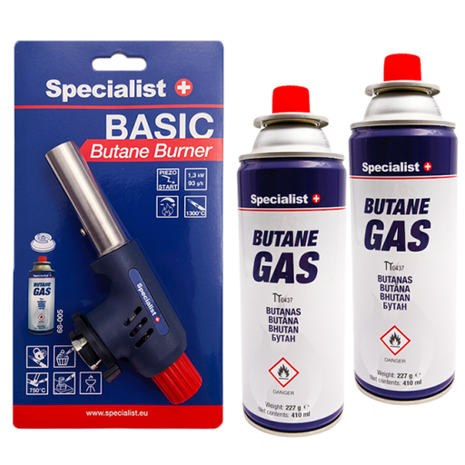 [68505] ⬡ Gas blow torch Specialist+ piezo 1300°C with Butan gas 2x227g (68505)